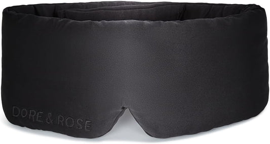 Dore & Rose Deep Sleep Mask Light Blocking, 23 Momme Mulberry Silk Eye Mask, Ultra Soft, Adjustable - Travel Sleeping Mask for Men & Women - Black
