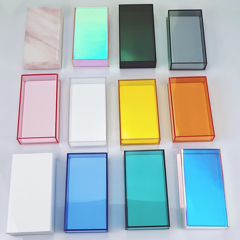 Grafting False Eyelash Acrylic Extension Pallet Organizer, Eyelash Extension Glue Tweezers Plate Makeup Palette, Dustproof Storage Box Display Training Tools Salon (Marble Pink)