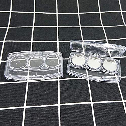 10 Pcs Clear Empty Eyeshadow Palette Plastic Eyeshadow Storage Box Case with 3 Grids Palettes Lipstick Box Pigment Palette Tray Plastic Cosmetics Container Box DIY Makeup Powder Sample Box