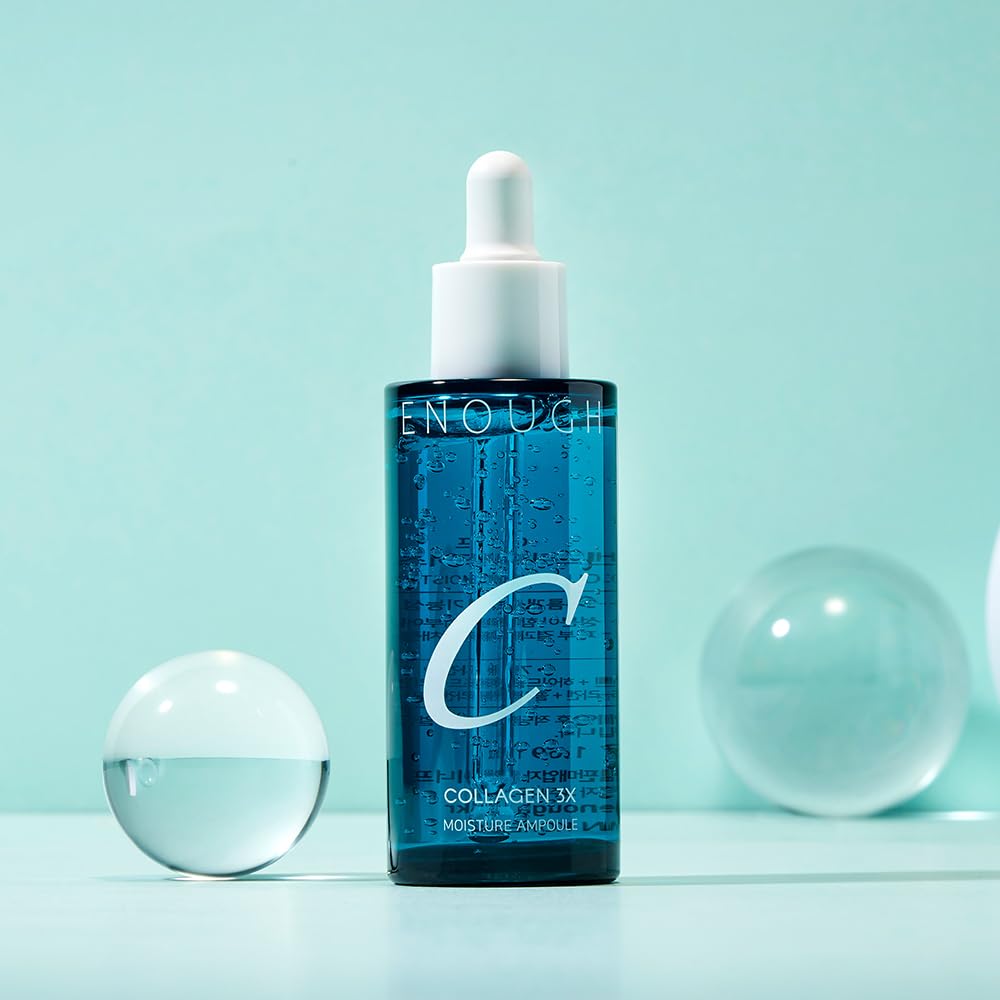 Enough Collagen 3X Moisture Ampoule, Korean Skin Care Anti-Aging Face Serum with Hyaluronic Acid, Niacinamide and Retinol for Women, 1,69 fl oz / 50ml