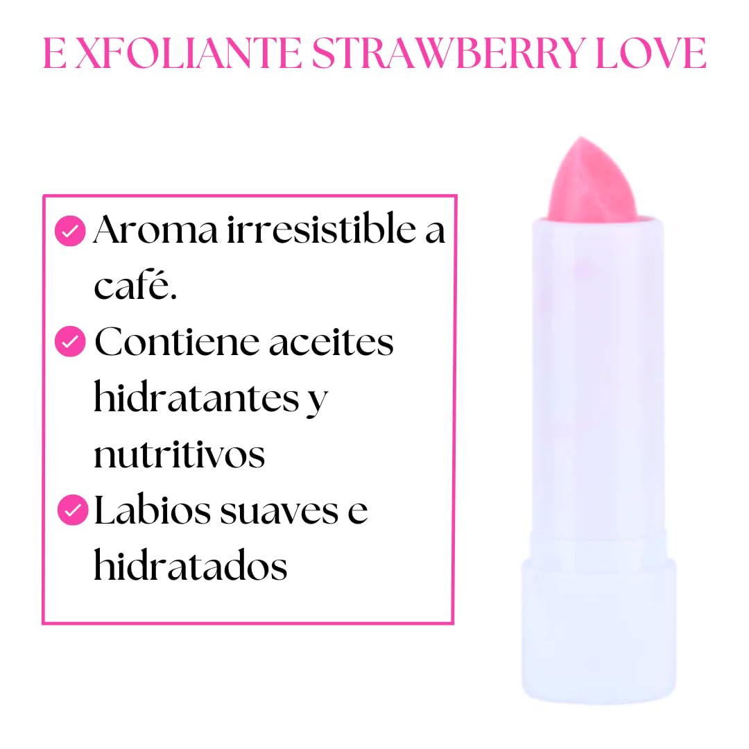 RUBY ROSE COSMETICS - EXFOLIANTE LABIAL CARE LIPS FUN STRAWBERRY LOVE, exfoliante labial en barra, tiene aceites hidratantes y nutritivos!!