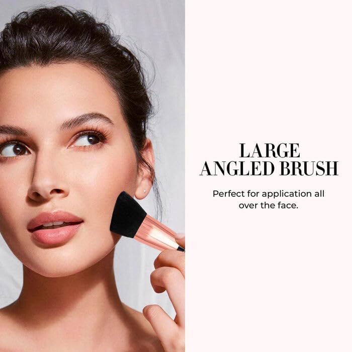 LUMINESS Silk Airbrush Spray Foundation & Buffing Brush Kit – Full Coverage Foundation & Dual-Sided Buffing Brush - Buildable Coverage, Anti-Aging Formula Hydrates & Moisturizes (Shade - Light Warm)