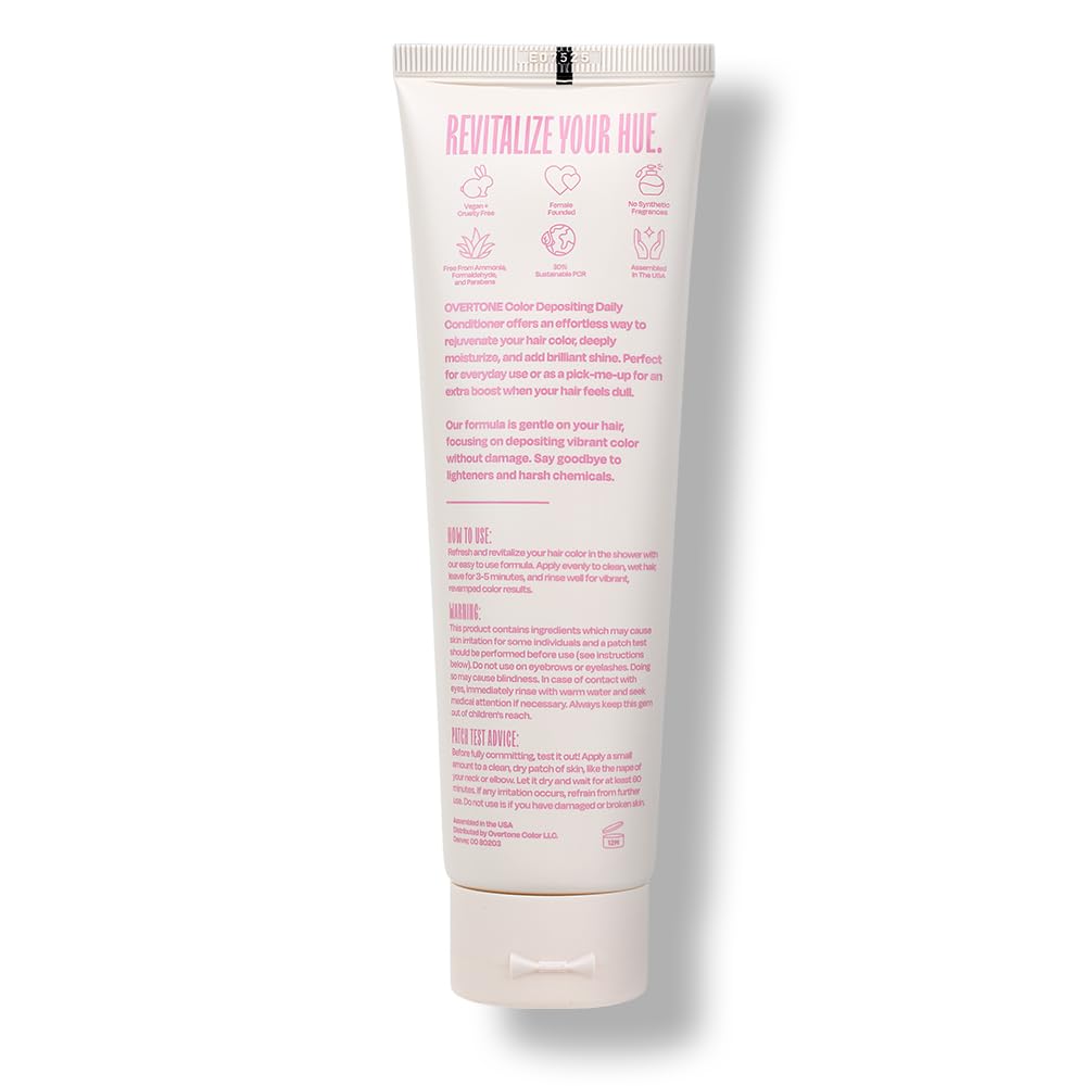 oVertone Daily Color Depositing Conditioner: 4.5oz Temporary Coloring Conditioner w/Shea Butter & Coconut Oil, Refresh Color & Prevent Fading, Vegan & Cruelty-Free, Pastel Pink is now Cotton Candy