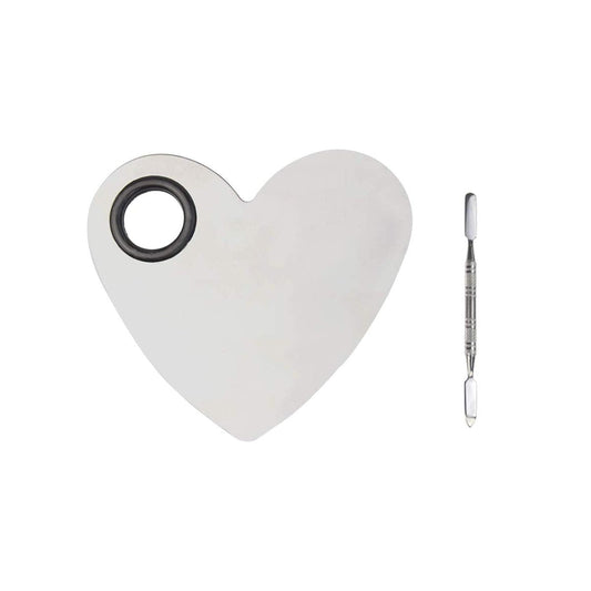 Stainless Steel Heart Shaped Makeup Palette Spatula - Makeup Artist Makeup Enthusiast Tools for Blending Cosmetic Foundation Shades