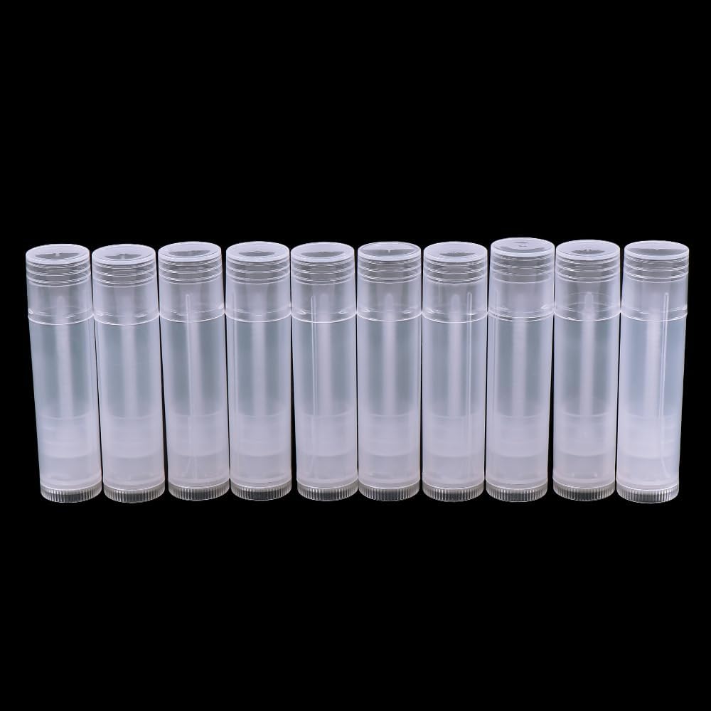 50Pcs 5ml Translucent Lipstick Cosmetic Empty Lip Gloss Lipstick Containers,Cosmetic Containers Sale Lip Balm Tubes Empty Hot Transparent Plastic Refill Lip Balm Tube with Cap