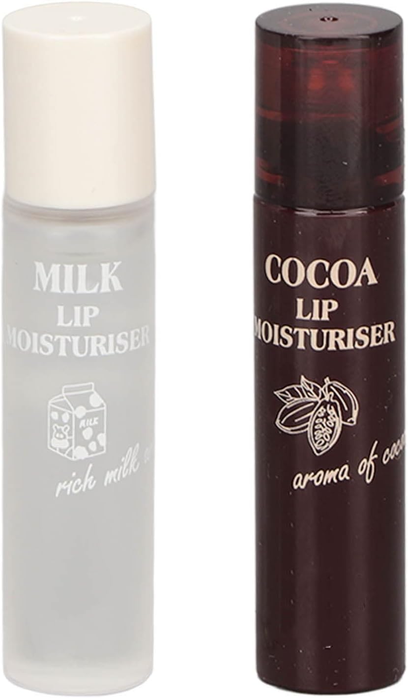 Hydrating Oil, 2pcs Roll On Hydrating Lip Gloss, 5ml Moisturizing Lip Balm Cocoa Bean Milk Lip Oil Hydrating Nourishing Day Night Repair