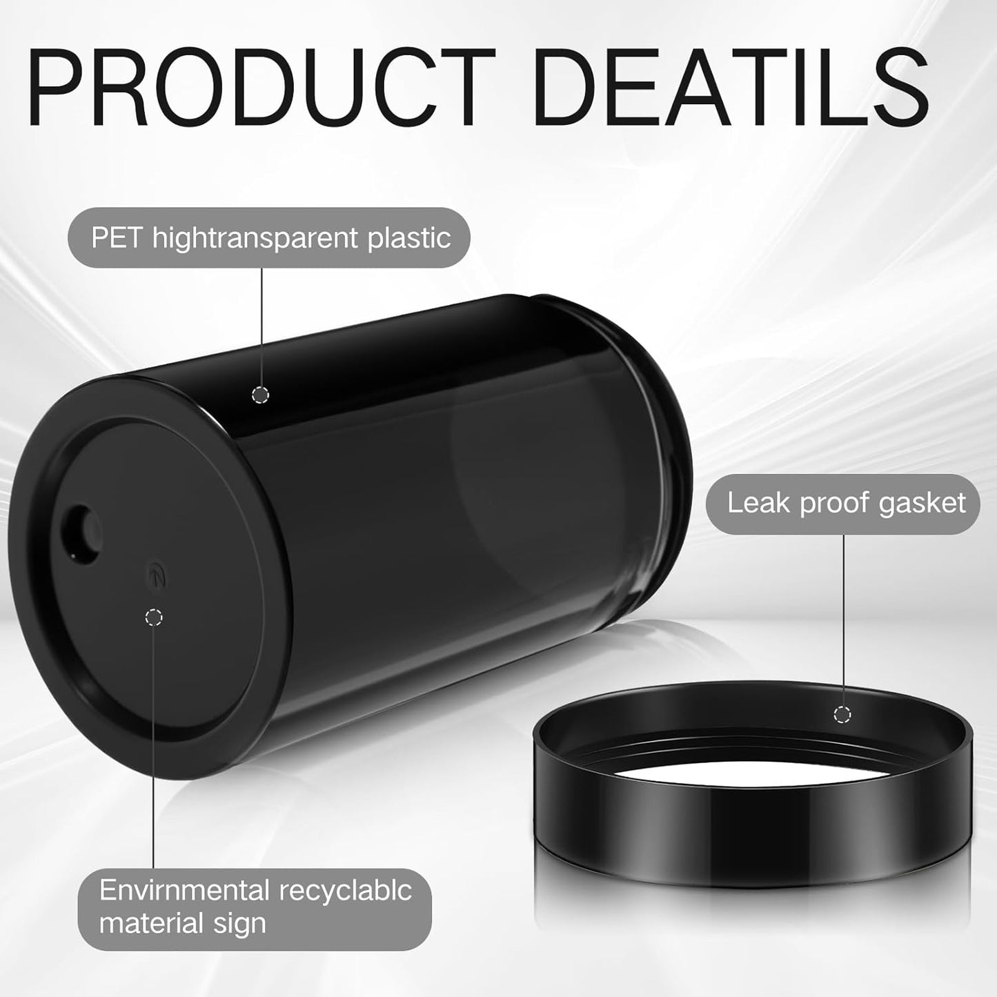 Patelai 4 Pieces Round Wide-mouth Leak Proof Plastic Container Jars with Lids for Travel Storage Makeup Beauty Products Face Creams Oils Salves Ointments DIY Making(12 Ounce,Pure Black)