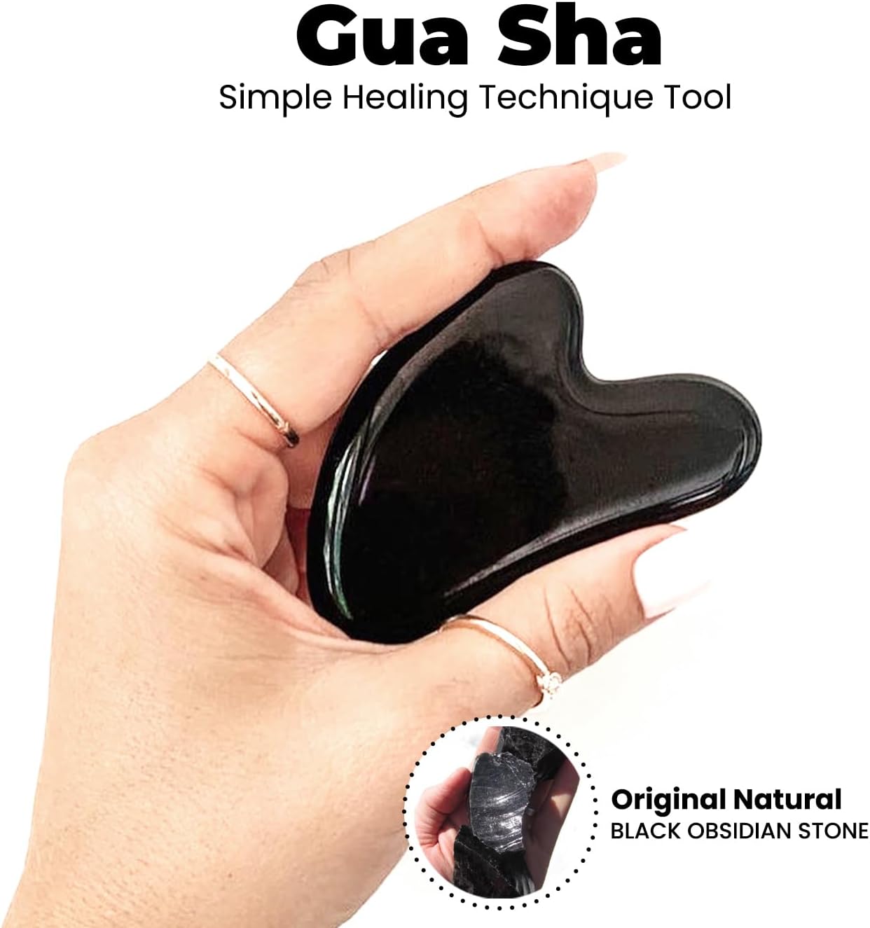 Gua Sha Facial Tools & Face Roller by ROSELYNBOUTIQUE Original Face Massager for Puffiness Wrinkless Skin Care Routine - Self Care Gift for Men Women (Black Obsidian)