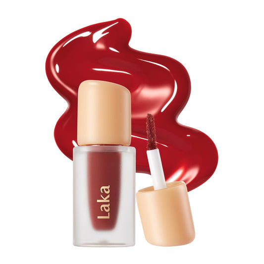 Laka Fruity Glam Lip Tint Mini, Glowing Lip Stain with Wide Color Spectrum, Hydrating & Lightweight Texture, Long-Lasting Bold Stain, Non-Sticky, Vegan, K-Beauty (#104 Cherry)