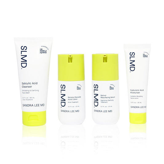 SLMD Skincare by Dr. Pimple Popper - 30-Day Acne System - 4-pc Kit - 3 Steps, 2x per Day Full Routine to Treat and Prevent All Stages of Acne