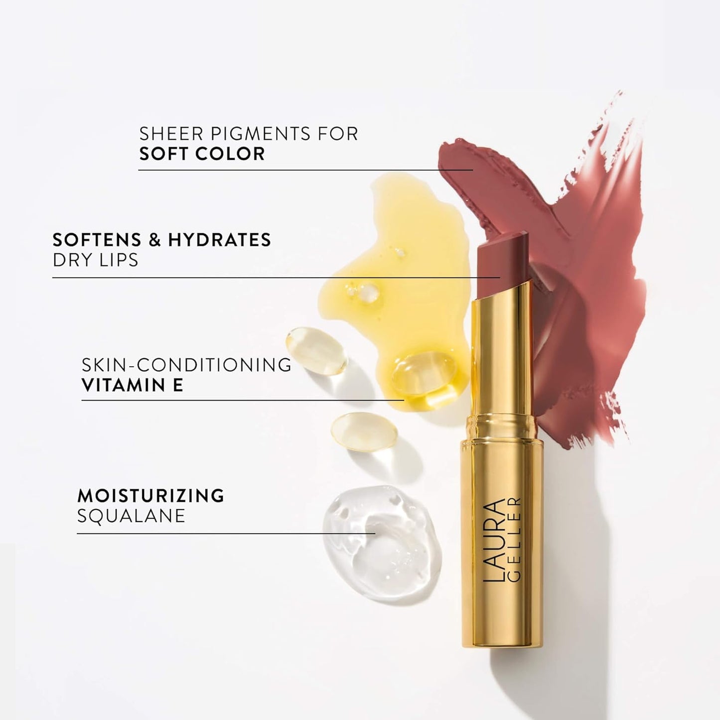 LAURA GELLER NEW YORK Jelly Balm Moisturizing Tinted Lip Color - Pink About It - Hydrating Vitamin E - Semi-Shine Finish