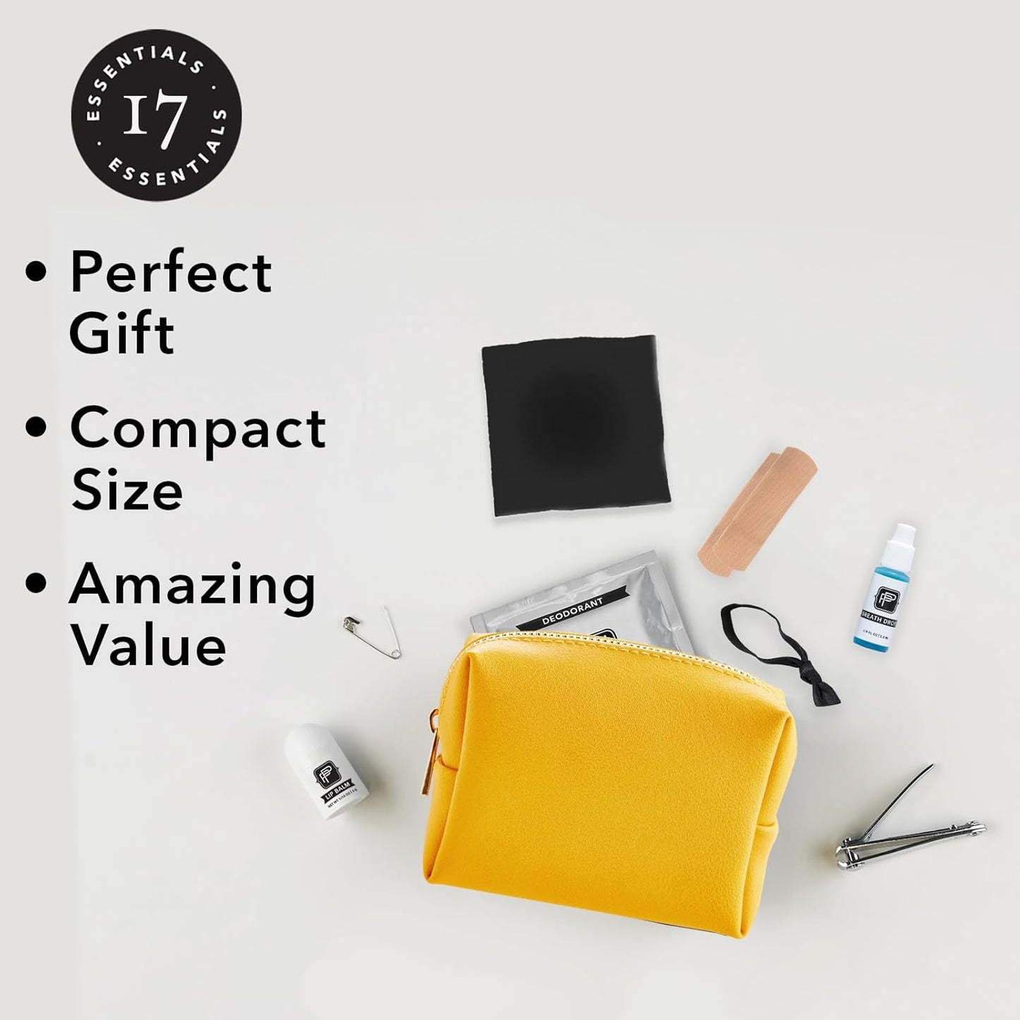 Pinch Provisions Gym Kit, includes 15 Personal Care Essentials for Wellness & Beauty, Perfect for Gifts, Gym Bags, Duffle Bags & Lockers (Mustard)