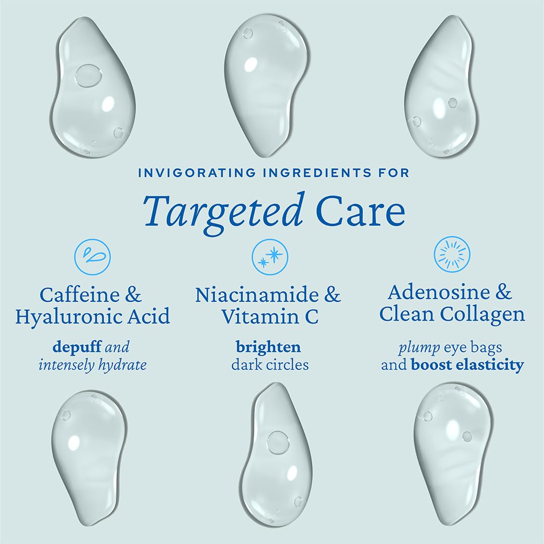 belif Aqua Bomb Cooling Eye Gel - Caffeine & Hyaluronic Acid for Puffiness & Hydration, Niacinamide & Vitamin C for Dark Circles, Adenosine & Collagen for Plumping & Firming, Korean Skin Care