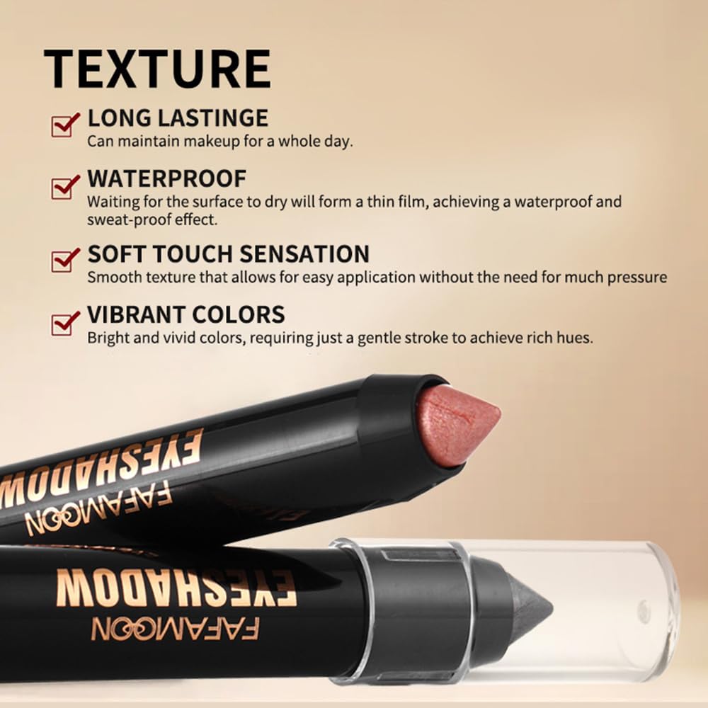 Monochrome Cream Glitter-Shimmer Eye Shadow Stick Palette makeup | 2-in-1 Eyeshadow & Eyeliner Pencil for Women | Waterproof, Vegan & Cruelty-Free | Sombras Para Ojos | 05 Shimmer Black