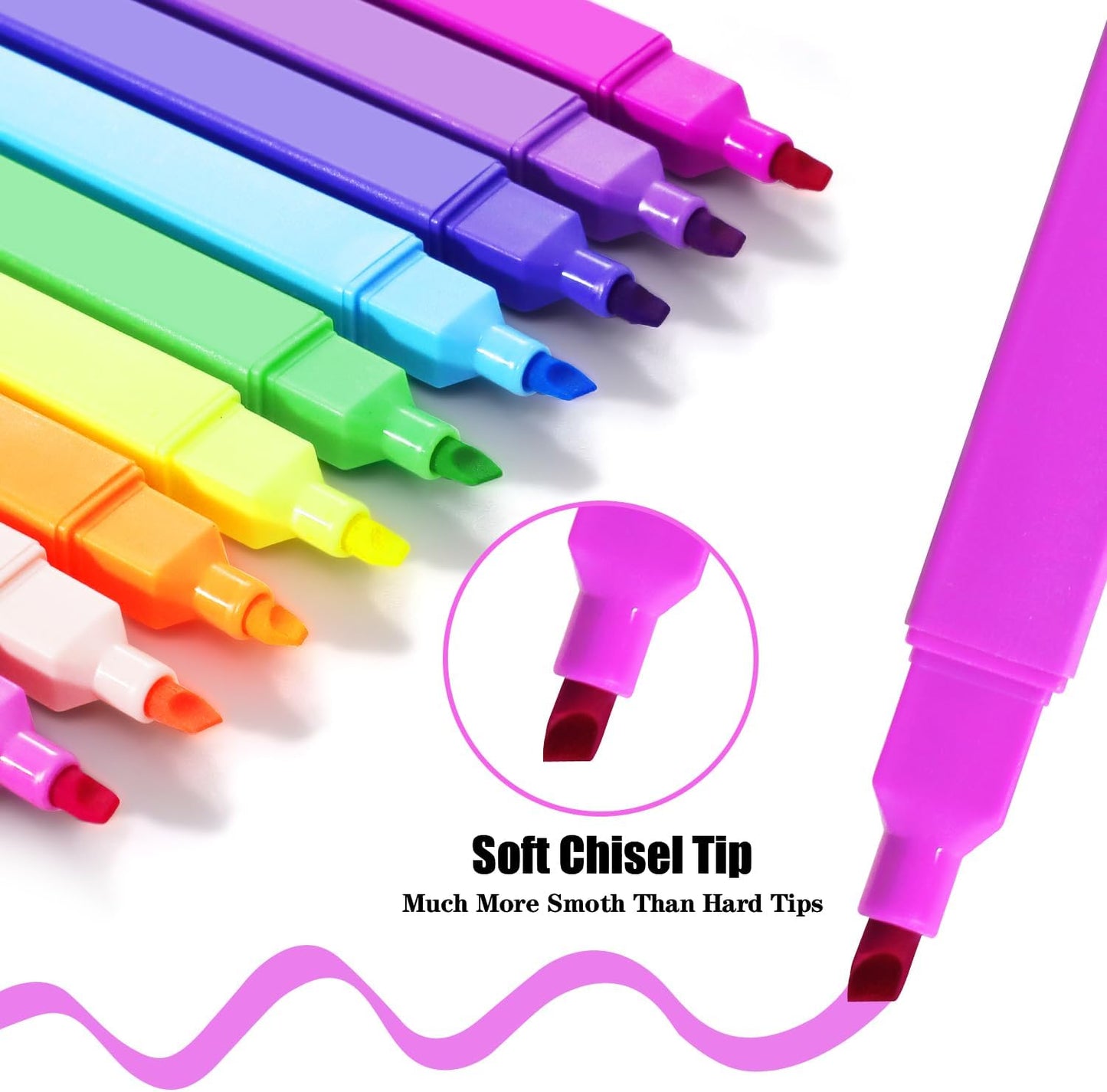 Vitoler Highlighters,10 Pack Assorted Colors Highlighters with Soft Chisel Tip,Bible Highlighter No Bleed,Book Markers for Women