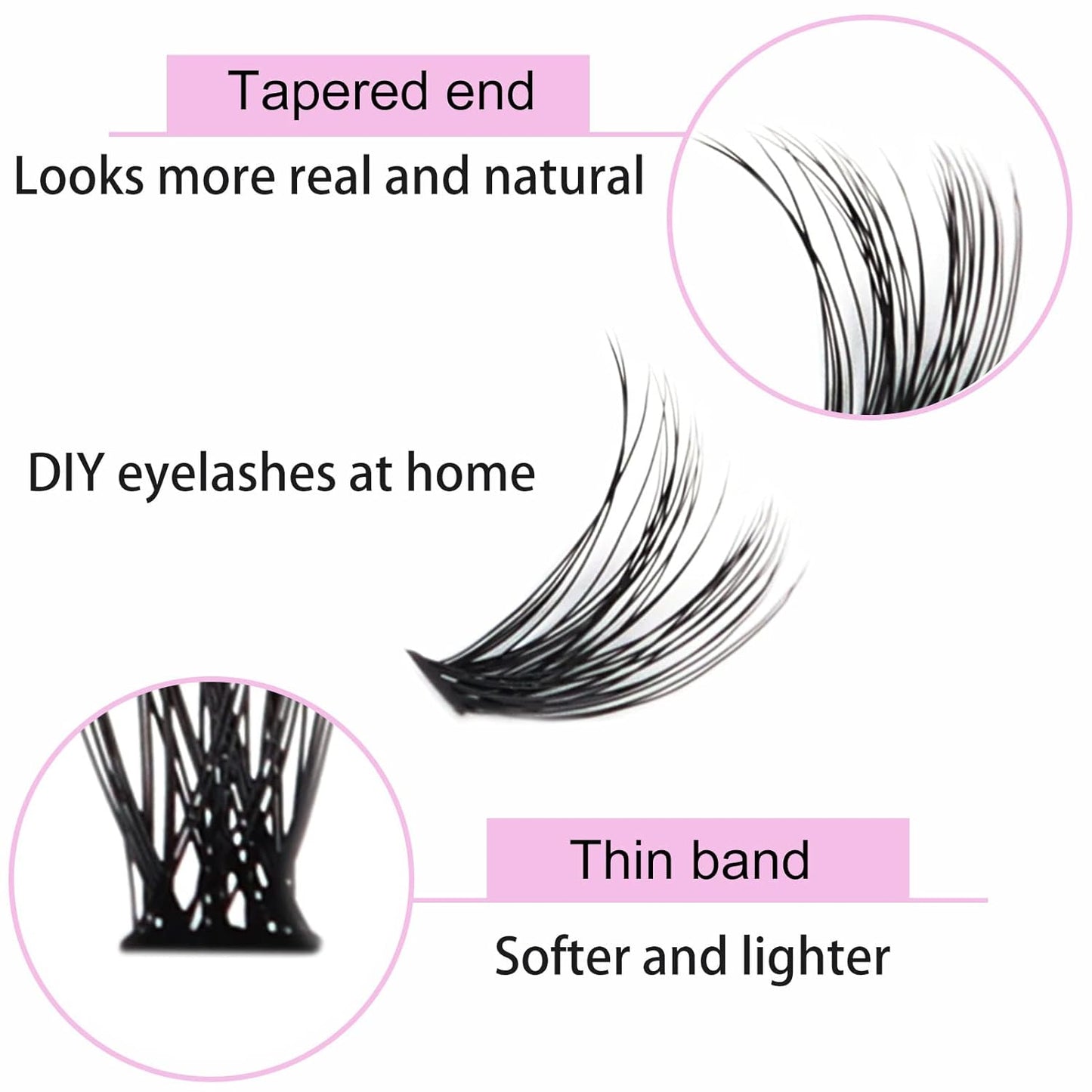 Lash Clusters LAUBESS Individual Lashes Waterproof Eyelash Clusters DIY Cluster Eyelash Extensions Soft Cluster Lashes Beginners (40D-D-16)