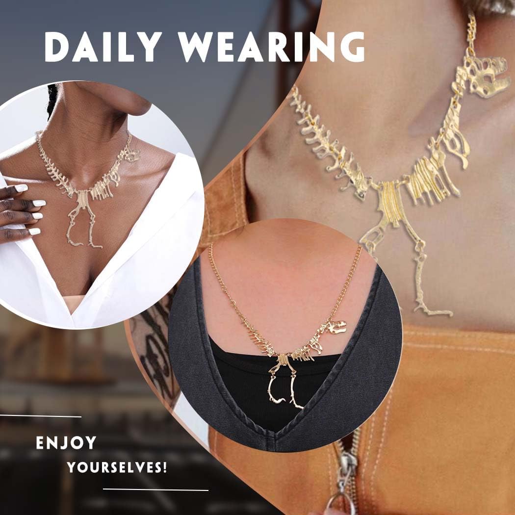 Punk Long Pendant Necklace Dainty Dinosaur Necklace Chain Fashion Gold Necklaces Halloween for Women