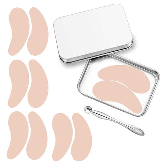 Reusable Eye Patches, Silicone Under Eye Patches, Eye Wrinkle Patches, Under Eye Mask for Reduce Eye Wrinkle and Fine Lines Skin Care- Eye Cream Applicator and Tin Case-4 Pairs