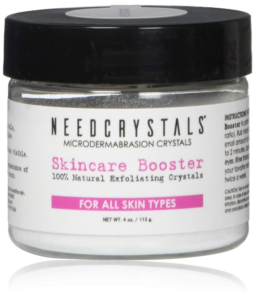 NeedCrystals Microdermabrasion Crystals DIY Facial Scrub. Natural Face Exfoliator for Dull or Dry Skin Improves Scars, Blackheads, Pore Size, Wrinkles, Blemishes & Skin Texture 4 oz. / 113 gr.