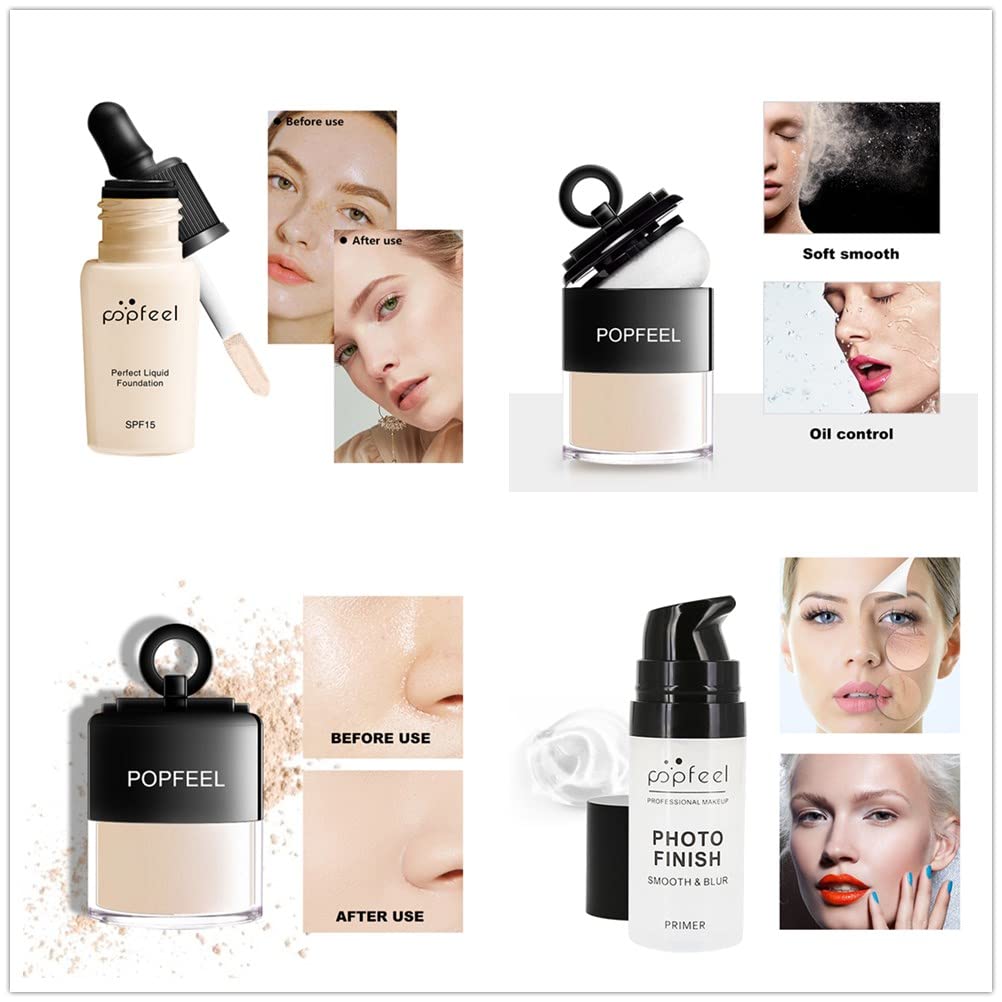 All in One Makeup Set Holiday Box, Essential Starter Bundle Include Eyeshadow Concealer Lipstick Lip Gloss Eyeliner Eyebrow Pencil Lip Balm Face Powder, Full Makeup Kit for Women Girls