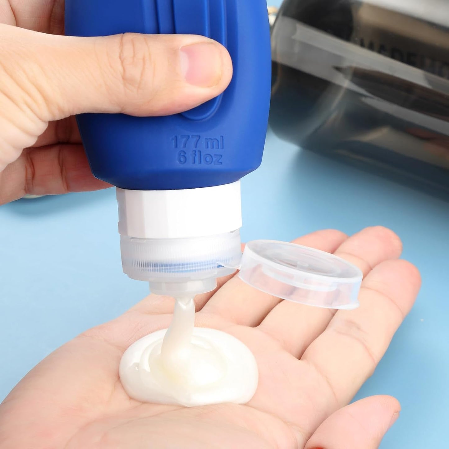 Travel Bottles for Toiletries, Large 6oz Oversize Containers, BPA Free Leak Proof Tubs Refillable Liquid Traveler Accessories with Toiletry Bag for Cometic Shampoo and Lotion Soap (4 Pack)