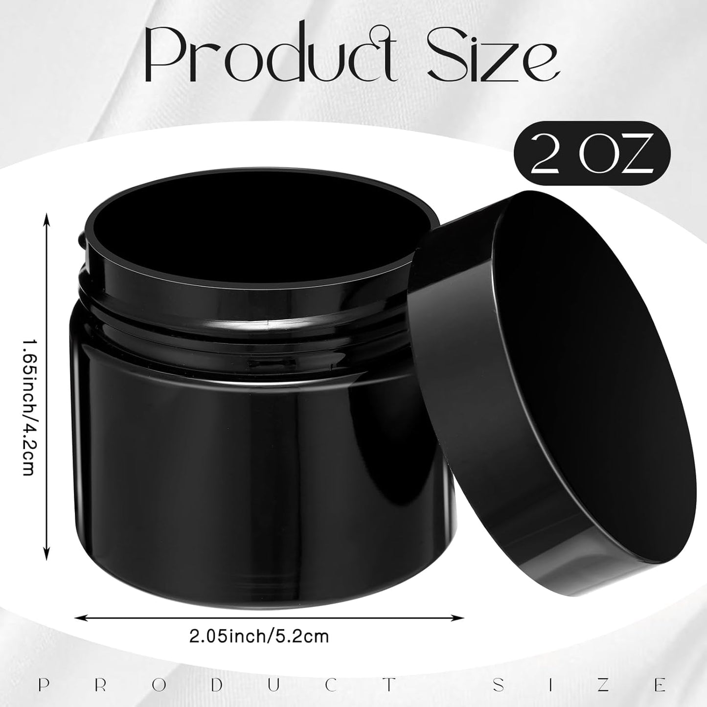 SATINIOR 36 Pieces 2 oz Plastic Jars with Lids Wide Mouth Airtight Reusable Container Acrylic Cosmetic Small Jars for Lotions Ointments Travel Toiletries Creams Make up Storage(Opaque Black)