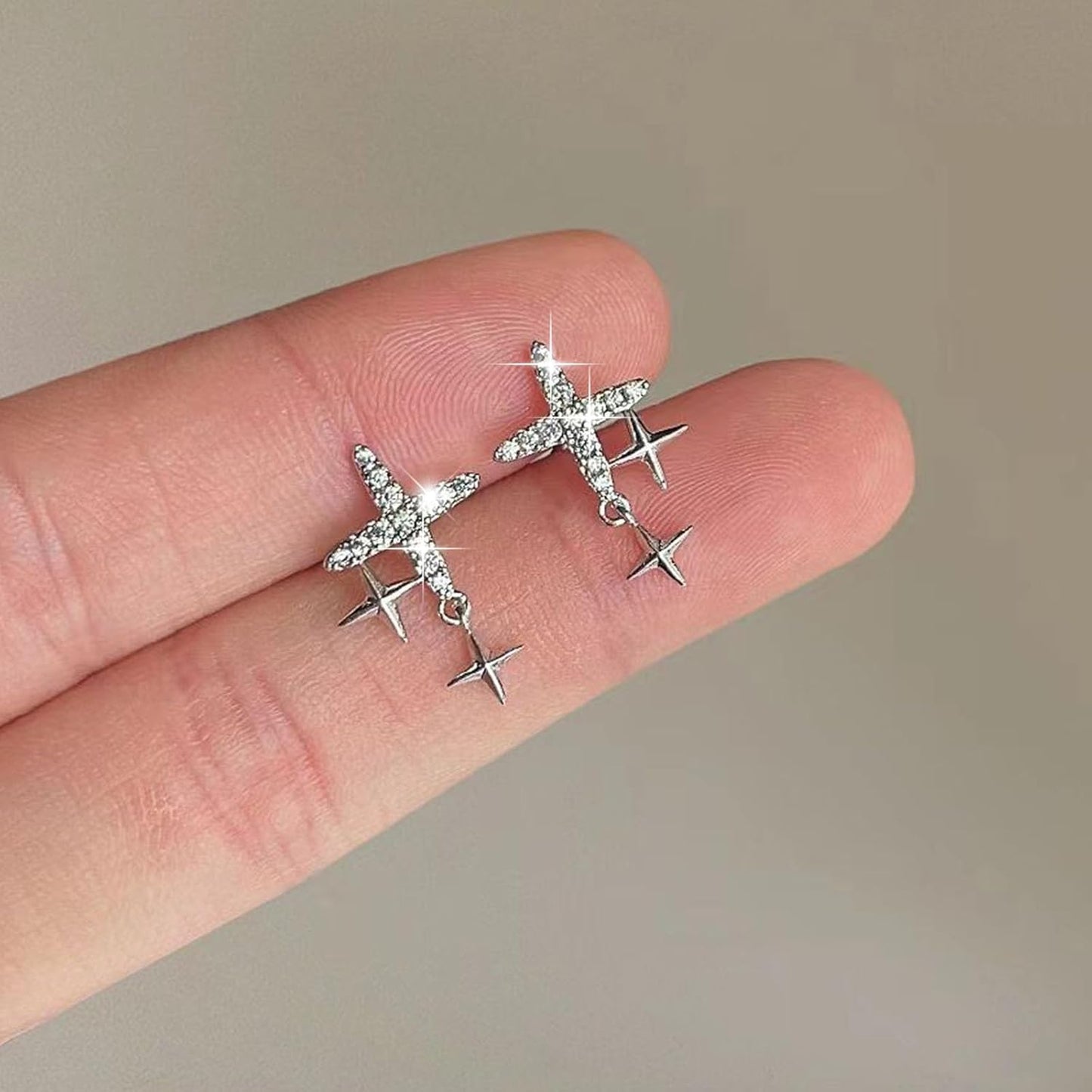 Vintage Rhinestone Star Earrings Silver Star Stud Earrings Crystal Star Drop Earrings Bling Cz Paved Star Earrings Jewelry for Women