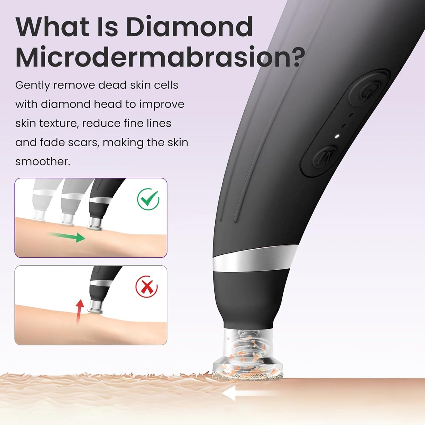 Diamond Microdermabrasion Machine, UNOISETION Rechargeable Micro Dermabrasion Facial Tool with 12 Diamond Tips, Blackhead Remover for Home Travel