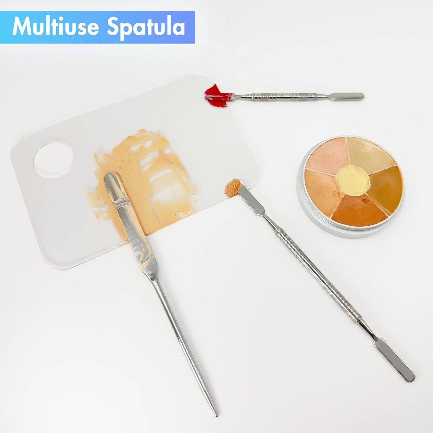 Foundation Spatula, 3pcs Stainless Steel Makeup Spatula Mixing Tool Cosmetic Metal Mixer Tool for Professional Color Nail Art Lab Pigment Blending Stick