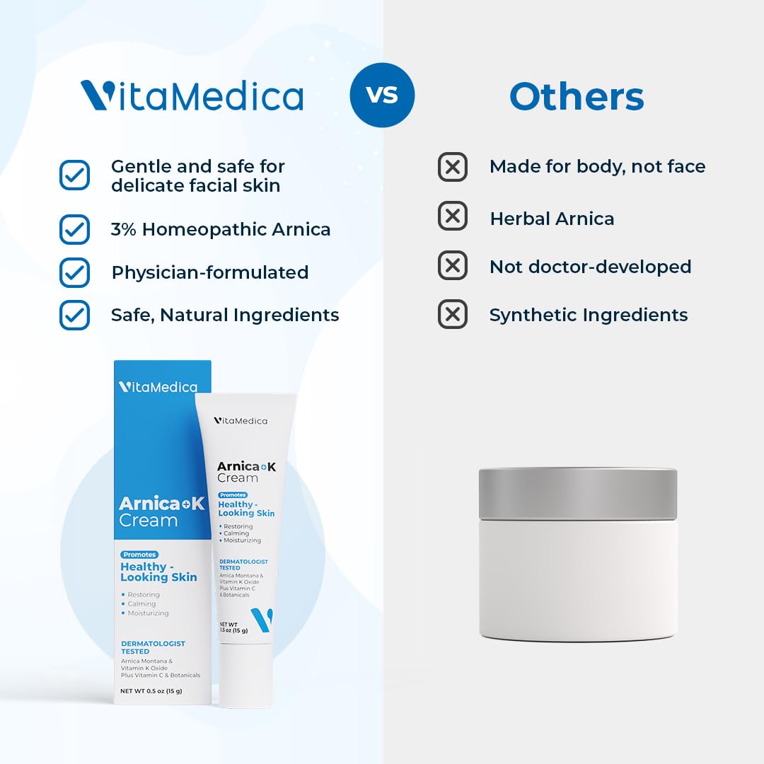 VitaMedica Arnica Cream - Arnica Montana + Vitamin K Oxide for Bruises - Sensitive Skin Formula - Undereye With Vitamin C - 2 Pack