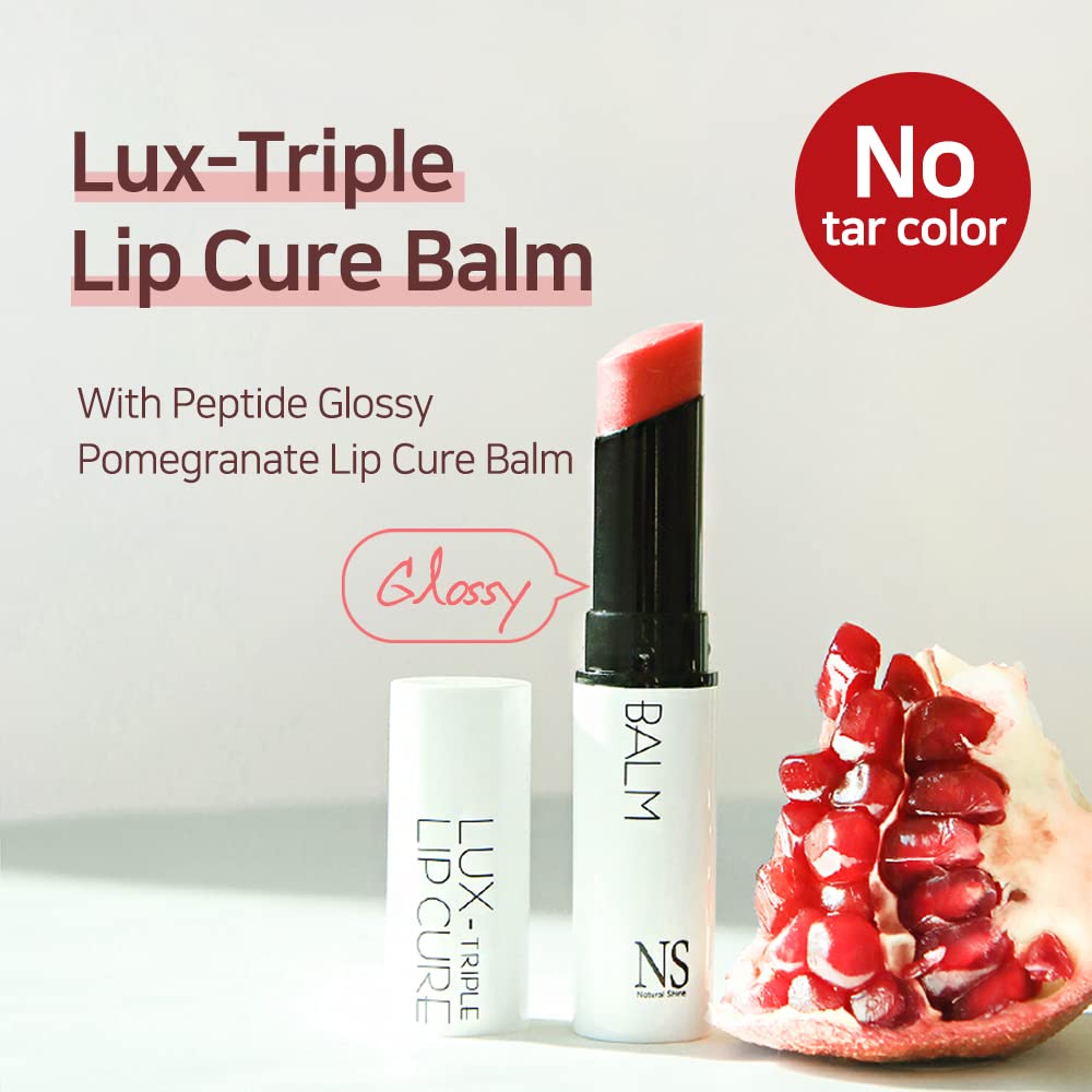 Lux Triple Lip CURE Glossy Balm VENUS (Ruby Red) (0.17oz) 4 million units sold in Korea, Natural Tinted Korean Lip Balm, Petroleum/Paraben Free, Lip Butter,lip balm hydrating