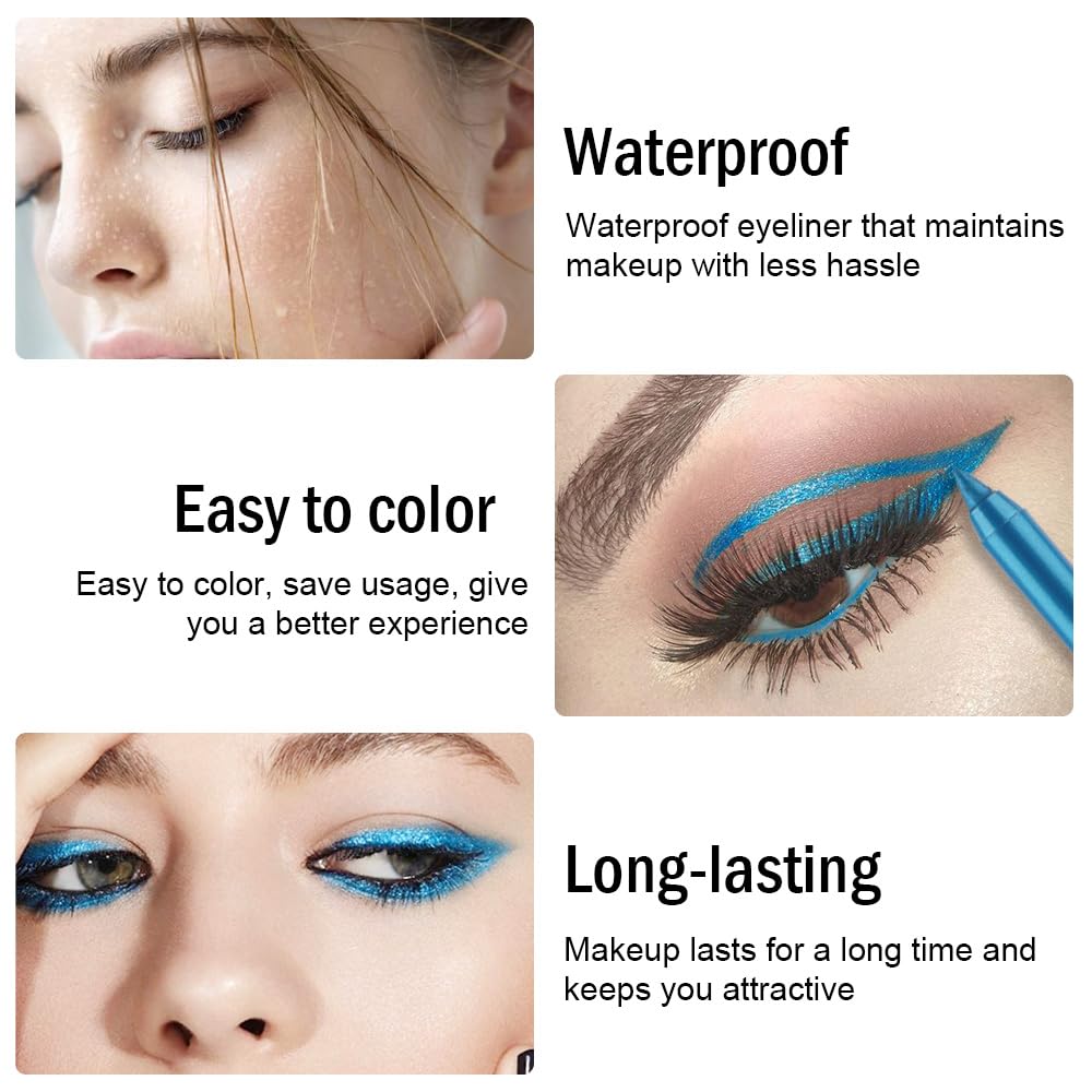 Kaely Gel Eyeliner Pencil for Women, Sea Blue Eye Liner Waterproof Smudge Proof with Sharpener, Waterline Eye Makeup Liners, delineador de ojos contra el agua, Vegan & Cruelty-Free, 11