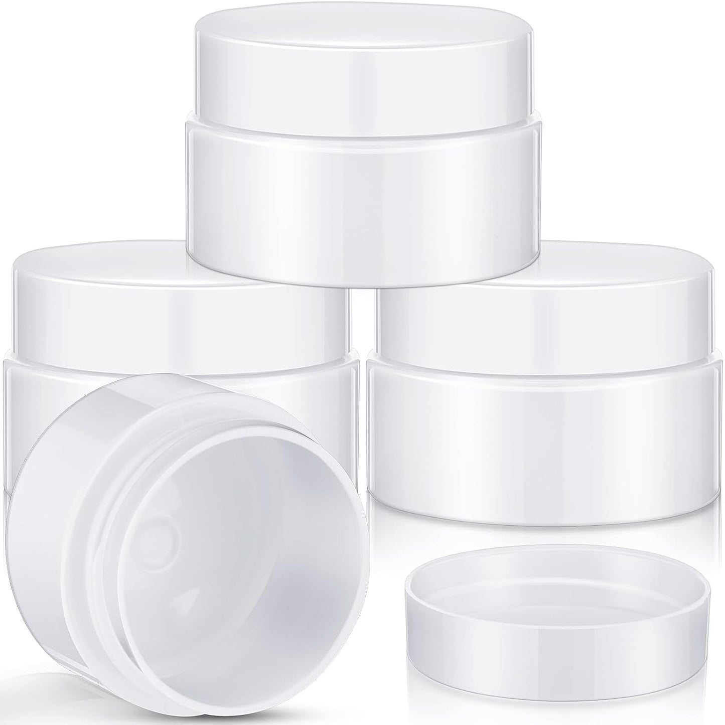 Patelai 4 Pieces Round Wide-mouth Leak Proof Plastic Container Jars with Lids for Travel Storage Makeup Beauty Products Face Creams Oils Salves Ointments DIY Making(1 Ounce,Pure White)
