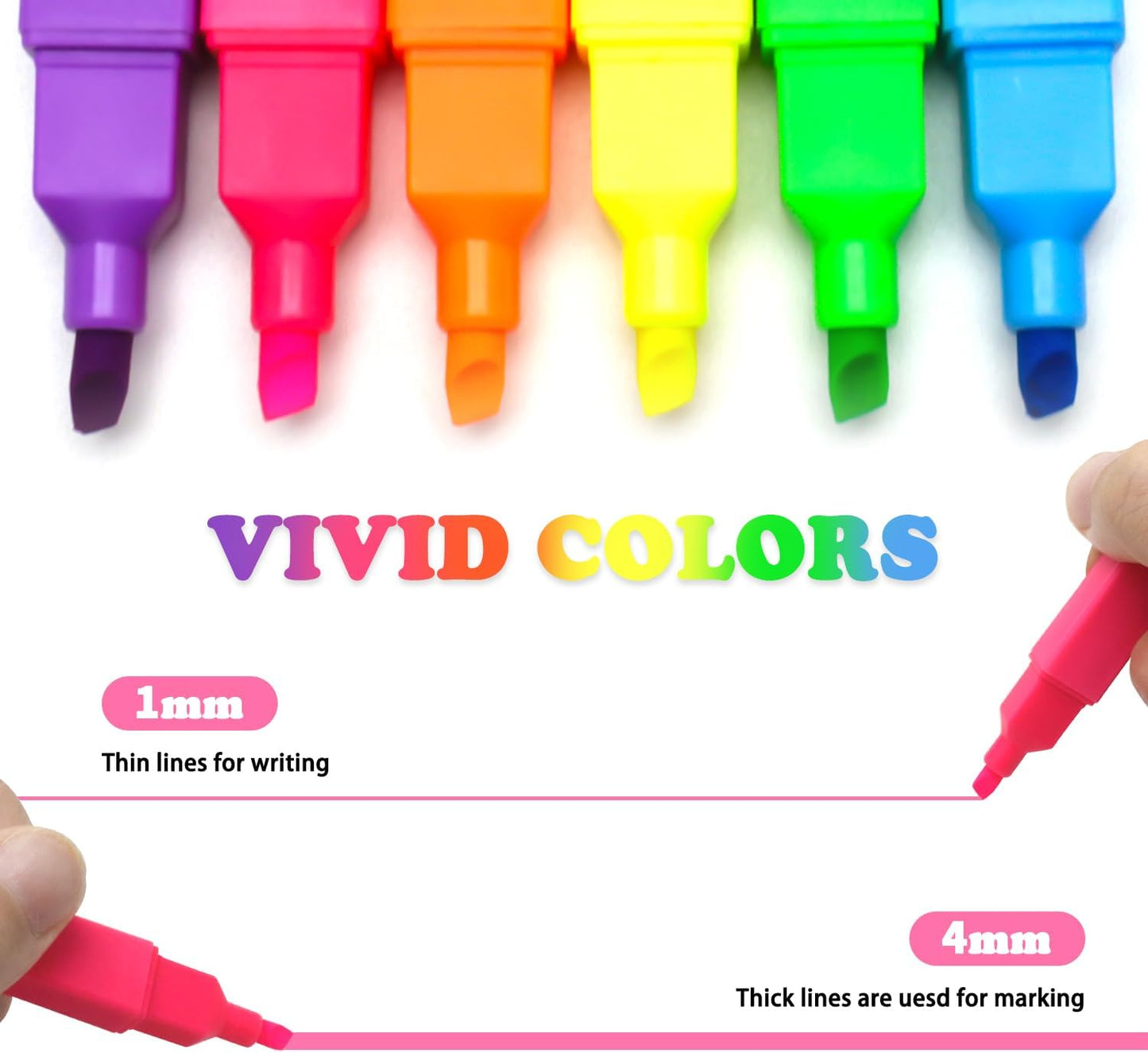 Vitoler Highlighters Assorted Colors,12pcs No Bleed Highlighters,Chisel Tip Cute Highlighter for School Office Supplies