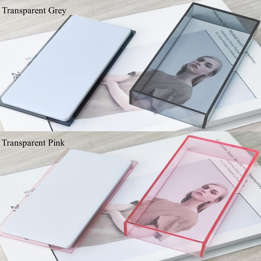 Grafting False Eyelash Acrylic Extension Pallet Organizer, Eyelash Extension Glue Tweezers Plate Makeup Palette, Dustproof Storage Box Display Training Tools Salon (Transparent Grey)