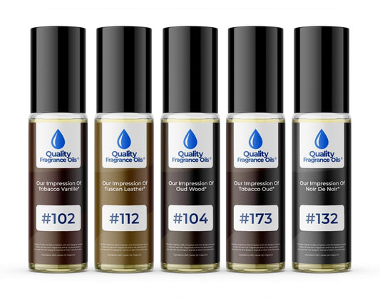 Quality Fragrance Oils' Men's Top 5 Niche Cologne Impressions #2 (Generic Versions of Niche Designer Fragrance) Sampler Gift Set of 5 10.35ml Roll-ons