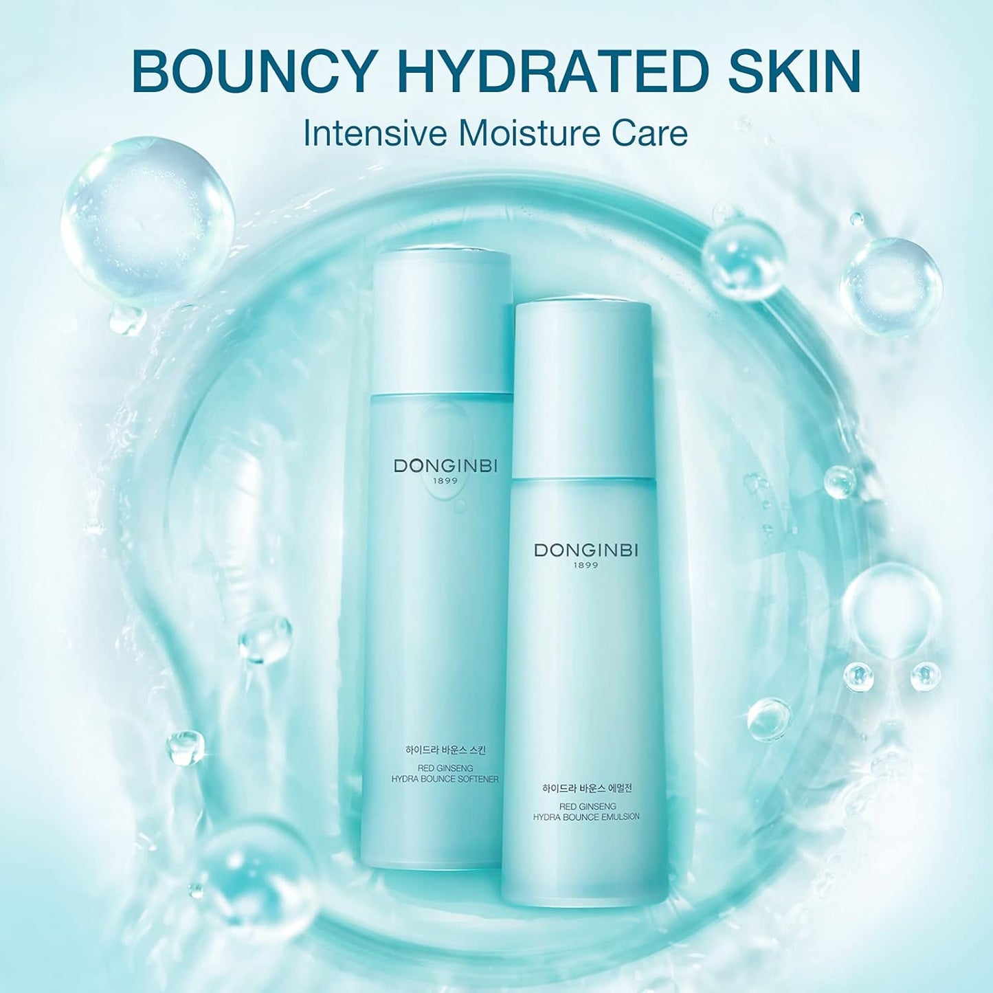 DONGINBI Hydra Bounce Korean Skin Care Set - Face Toner, Lotion, and Moisturizer with Red Ginseng and Hyaluronic Acid for Soft, Supple, and Hydrated Skin - Korean Face Moisturizer