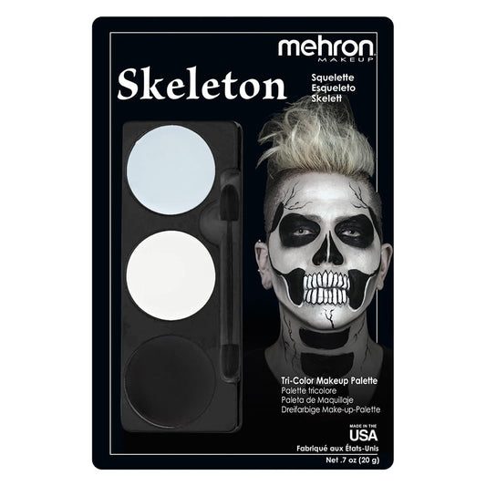 Mehron Makeup Tri-Color Character Makeup Palette | Halloween, Special Effects and Theater Cream Makeup FX Palette | Face Paint Makeup .7 oz (20 g) (Skeleton)