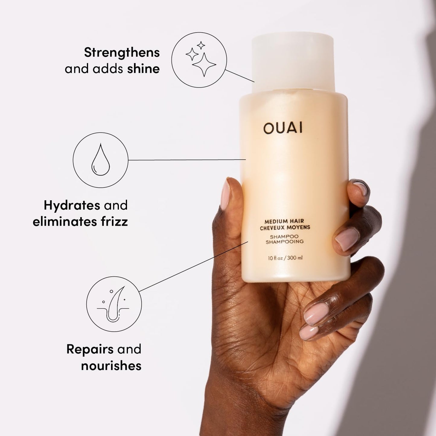 OUAI Medium Shampoo Refill - Hydrating Shampoo with Coconut Oil, Babassu, Kumquat Extract and Keratin - Strengthens, Nourishes and Adds Shine - Paraben, Phthalate and Sulfate Free Hair Care (32 Fl Oz)