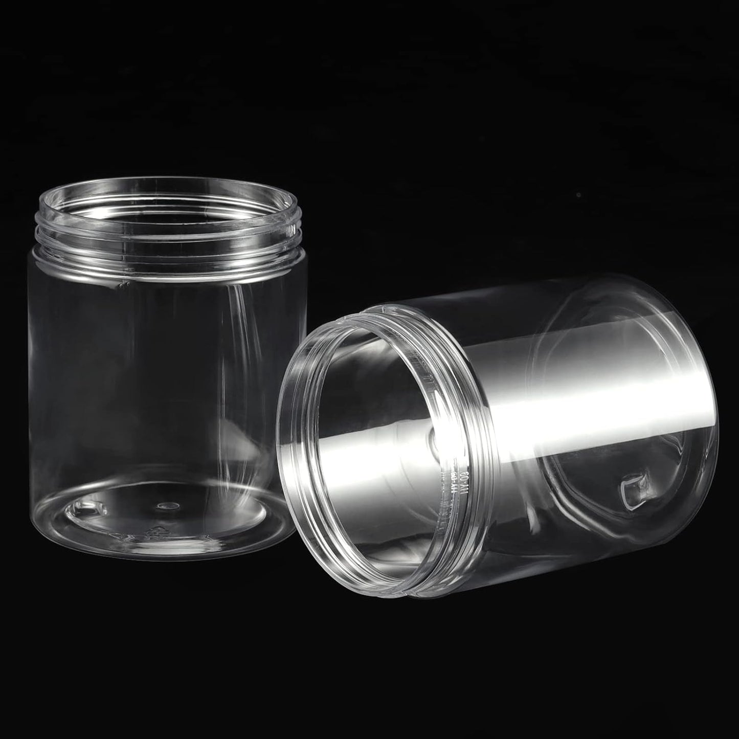 JEUIHAU 46 Pack 8 OZ Plastic Jars with Lids, Clear Empty Slime Storage Containers with Screw On Lids, Plastic Cosmetic Containers for Slime Making, Food, Beauty Products, BPA Free