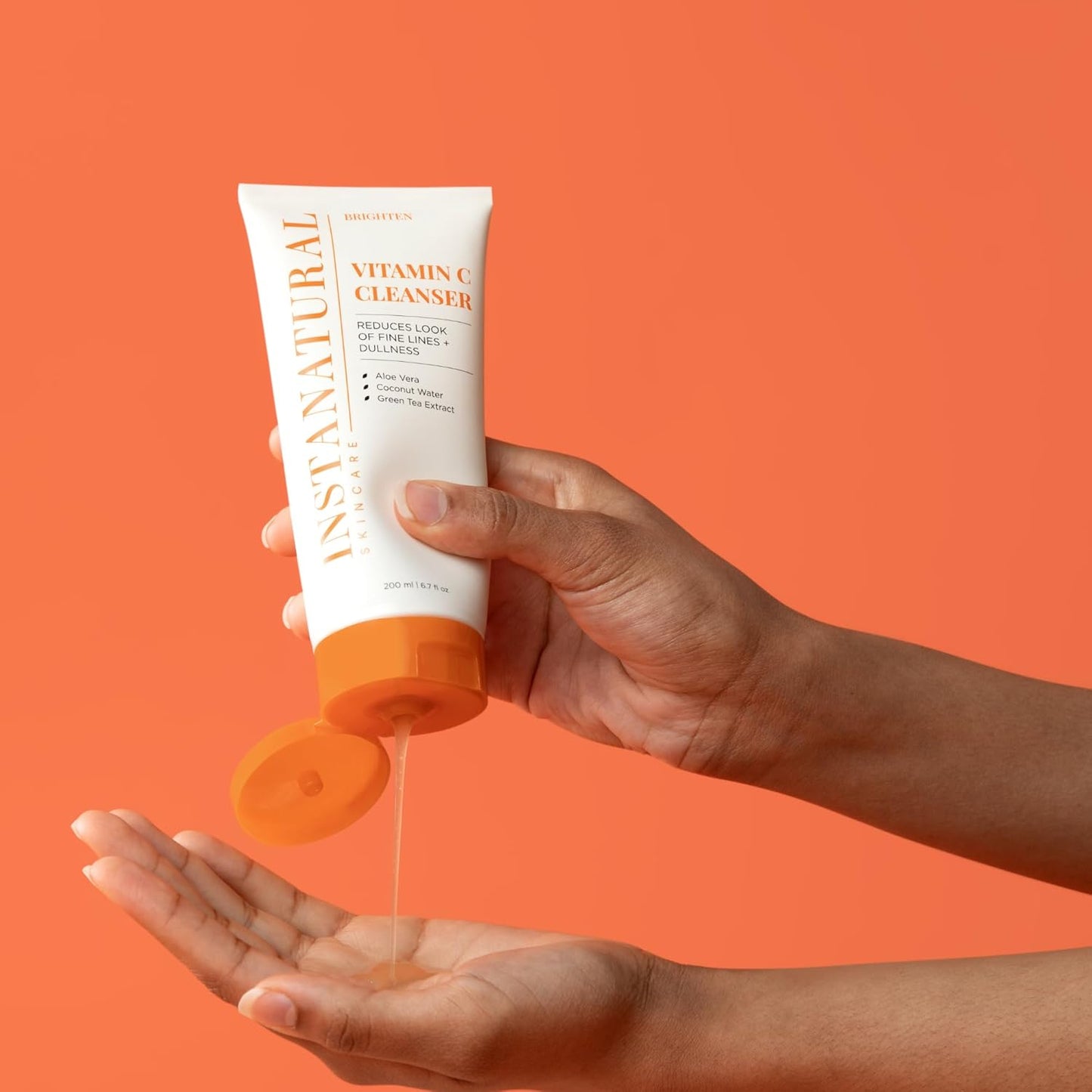 InstaNatural Vitamin C Cleanser | All Natural Face Wash, Brightens Skin, Good for Uneven Texture, USA Made with Coconut Water and Aloe Vera, 6.7 FL Oz