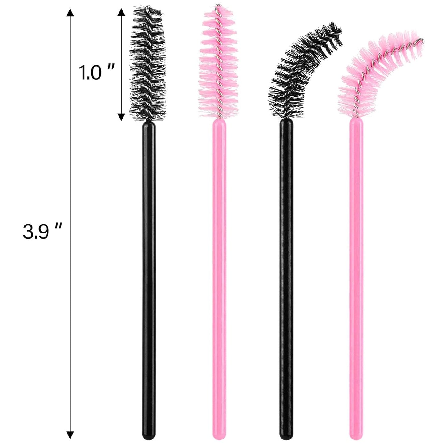 1000 Disposable Mascara Wands Eyelash Brushes Spoolies for Eyebrow Eye Lash Extension Black and Pink