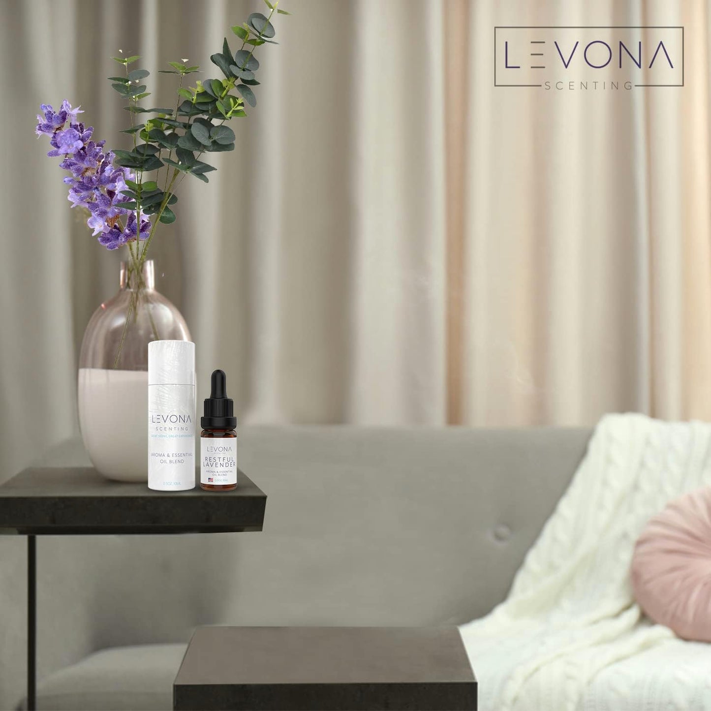 Levona Scents Pure Essential Oils for Diffusers for Home Luxury Scents - Restful Lavender Essential Oil is A Floral Blend of Eucalyptus, Bergamot, Lavender - Aroma Diffuser Oil