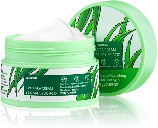 Urea Cream 42 Percent for Feet 7.0 Oz, 2% Salicylic Acid, Aloe Vera, Hyaluronic Acid , Deeply Moisturize Skin Cream For Dry Cracked Feet, Hands, Heels, Elbows, Nails, Knees, Intensive Moisturizes &