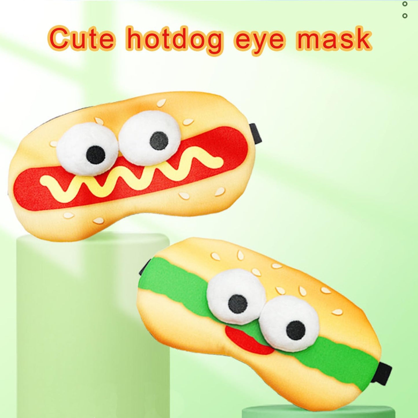 PERFECTSIGHT Sleep Eye Masks, Cute Plush Sleep Eye Cover Lightweight Adjustable Eyeshade Faux Fur Mask Cover for Women Men Sleep Travel Nap (Hotdog)