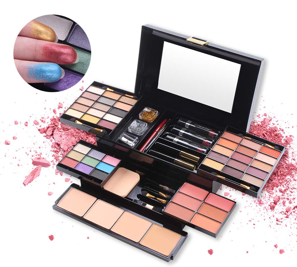 Professional 39 Colors Eyeshadow Palette All-in-one Cosmetic Makeup Gift Set including Matte Shimmer Highly Pigmented Eye Shadows, Blush, Pressed Powder and Lipstick