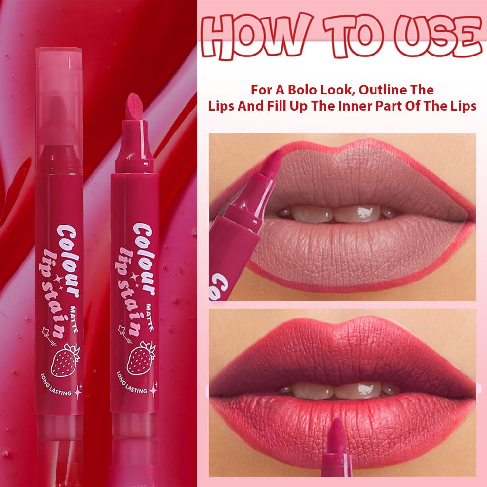 Lip Stain, Waterproof lip tint, Matte Color Look, Longlasting All Day Wear Lip Color, Smudge Proof Natural Finish, Precise Chisel Tip Marker,non sticky lip gloss,kiss proof lip color 02#