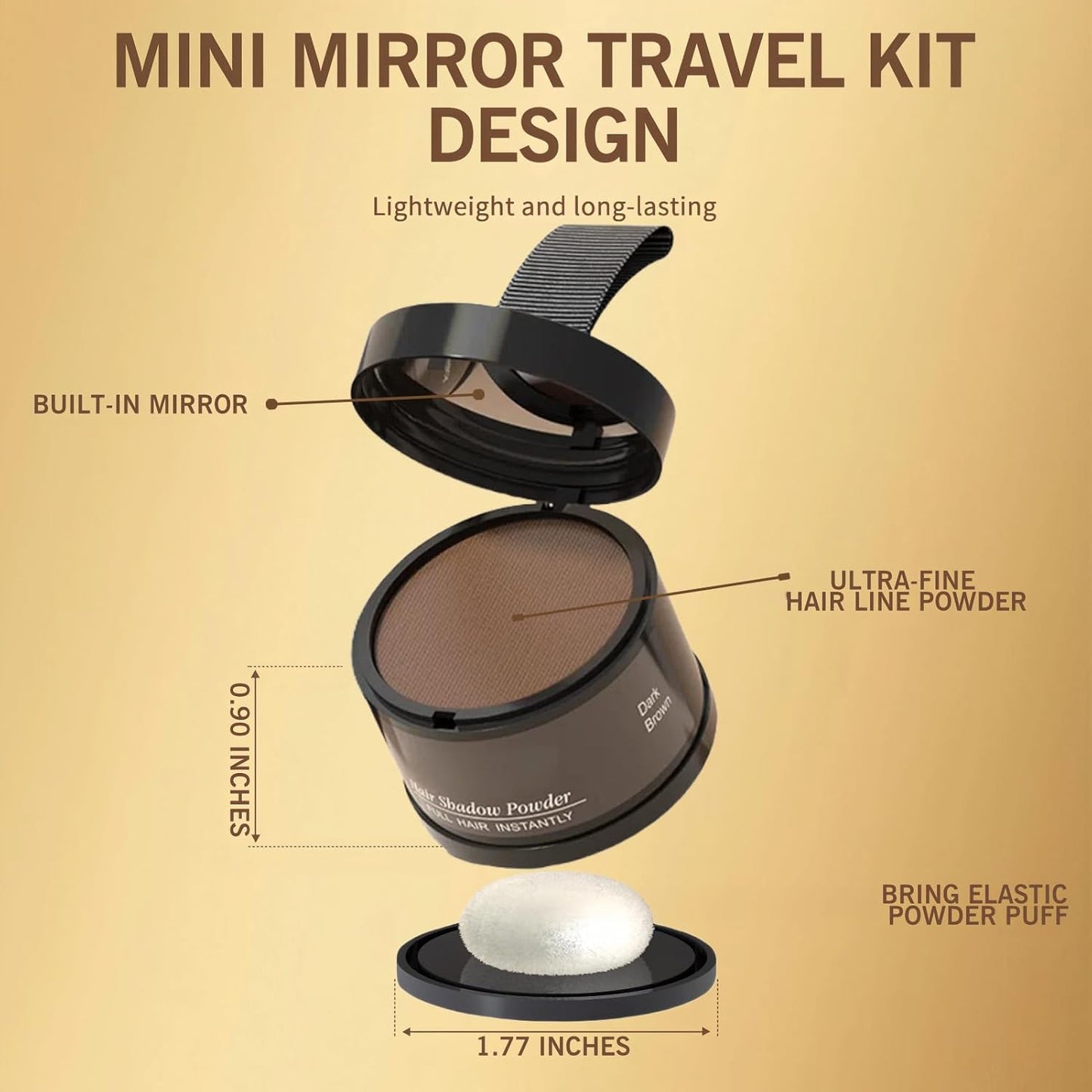 Hairline Powder (Medium Brown) - Instantly Cover Gray Roots, Hair Touch-Up, Hair Color Shadow for Thin Hair