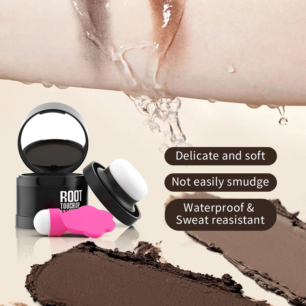 Gowwim Hairline Powder 2.0, Waterproof and Sweatproof Root Touch up Hair Color Temporary Grey Hair Coverage Touch up Hairline Powder for Women & Men Medium Brown