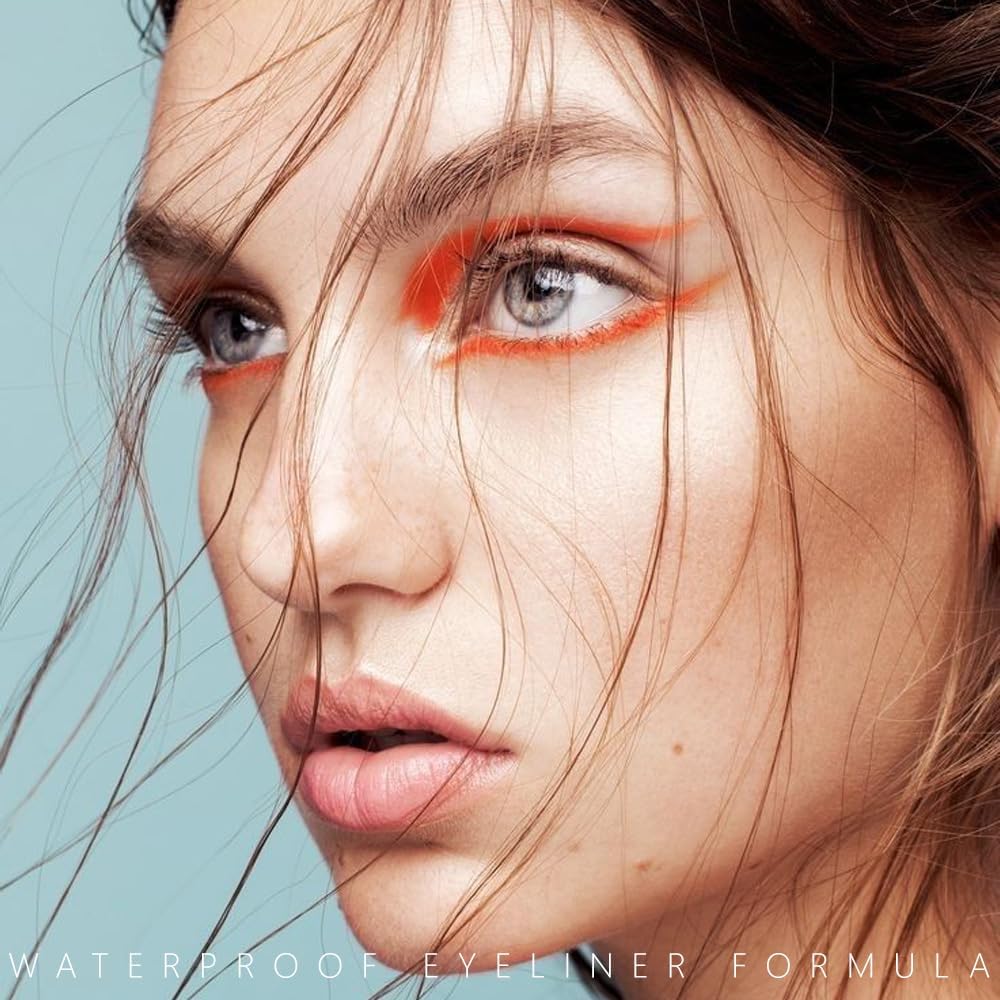 evpct Orange Eyeliner Pencils for Eyes, Orange Matte Colored Eye Liner Pencil Makeup Waterproof Smudge Proof, Colored Gel Waterline Eyeliner Liquid, Face Eye Paint Stick Lipstick Halloween Makeup 04